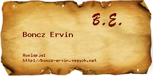 Boncz Ervin névjegykártya