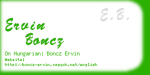 ervin boncz business card